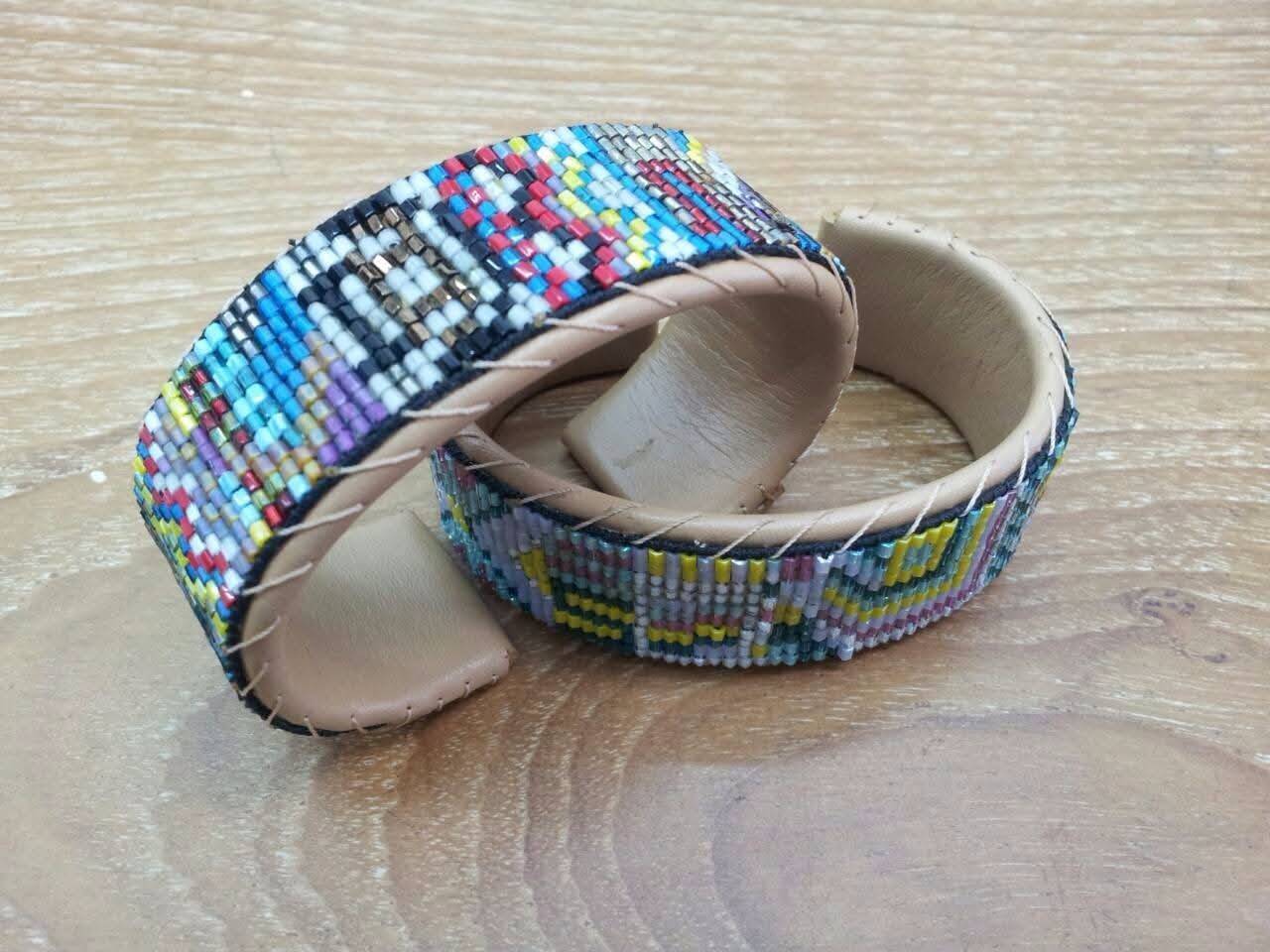 Traditional Bead Loom Weaving in Action